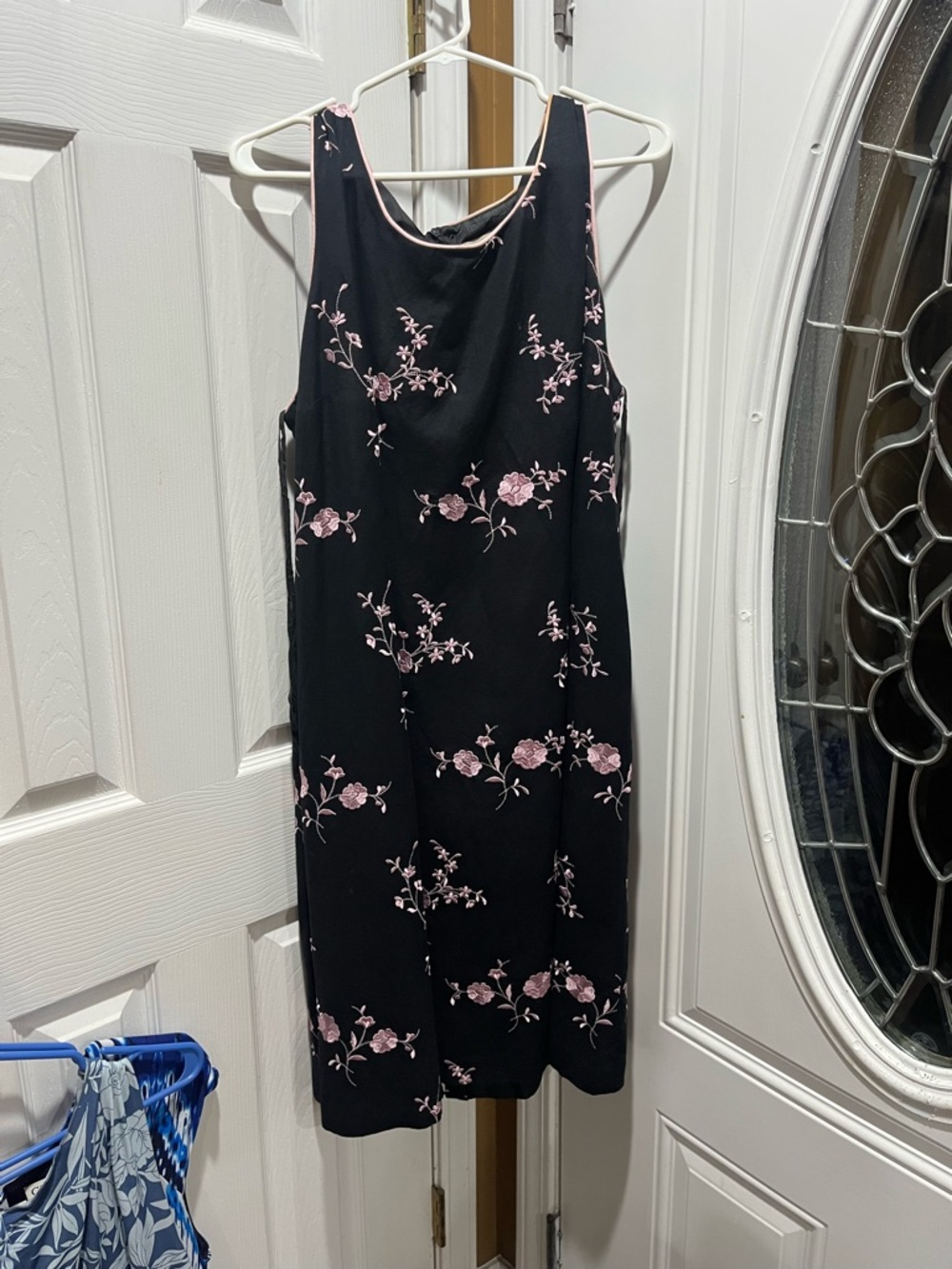 Jessica Howard Black Midi Dress with Pink Floral Print